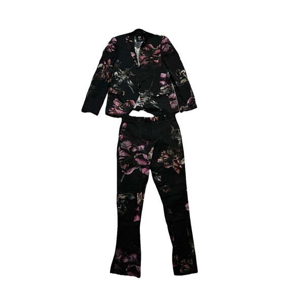 Twisted Tailor Suit Blazer Jacket and Pants Men 38R BLK Floral - Picture 3 of 8
